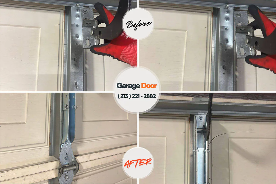 Before and after: garage door repair Shawnee, KS